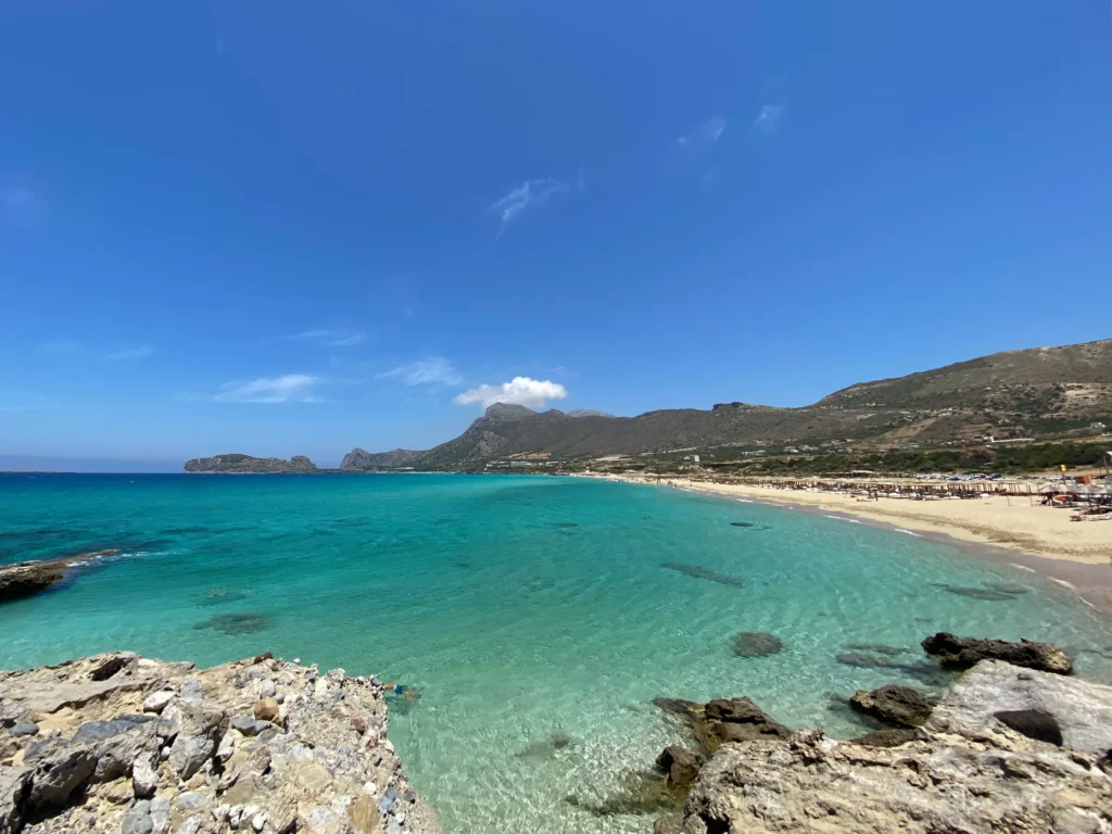 Falassarna Beach: türkises Wasser, Blick auf  einen der schönsten Strände auf Kreta