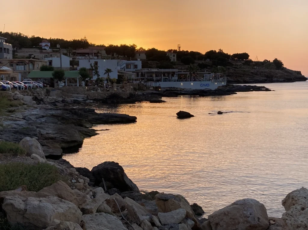 Kreta Essen: Sonnenuntergang von der Taverna Galera