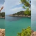 Ibiza: 3 Bilder von einer Bucht.
